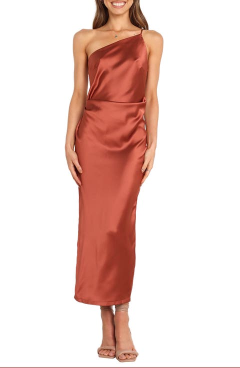 Luella One-Shoulder Satin Slipdress