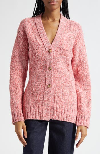 Marimekko Aamu Unikko Wool Cardigan In Red