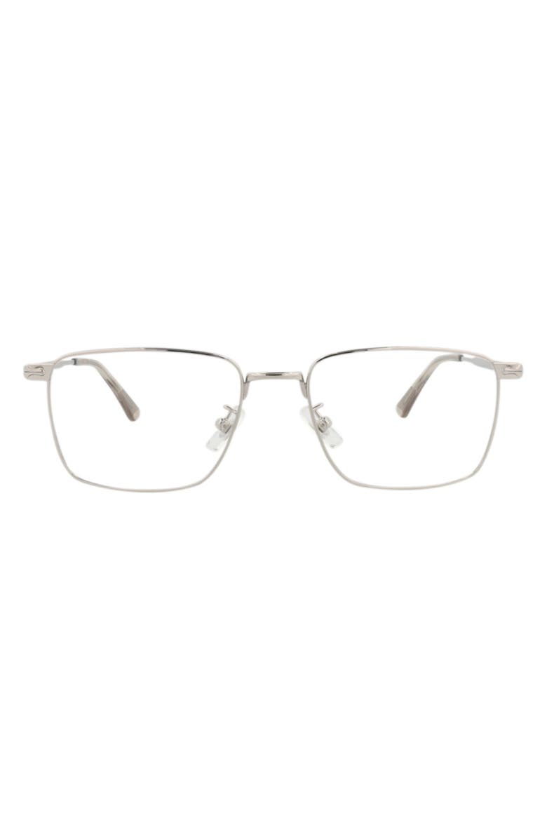 Montblanc 54mm Square Optical Glasses, Main, color, Silver Silver Transparent