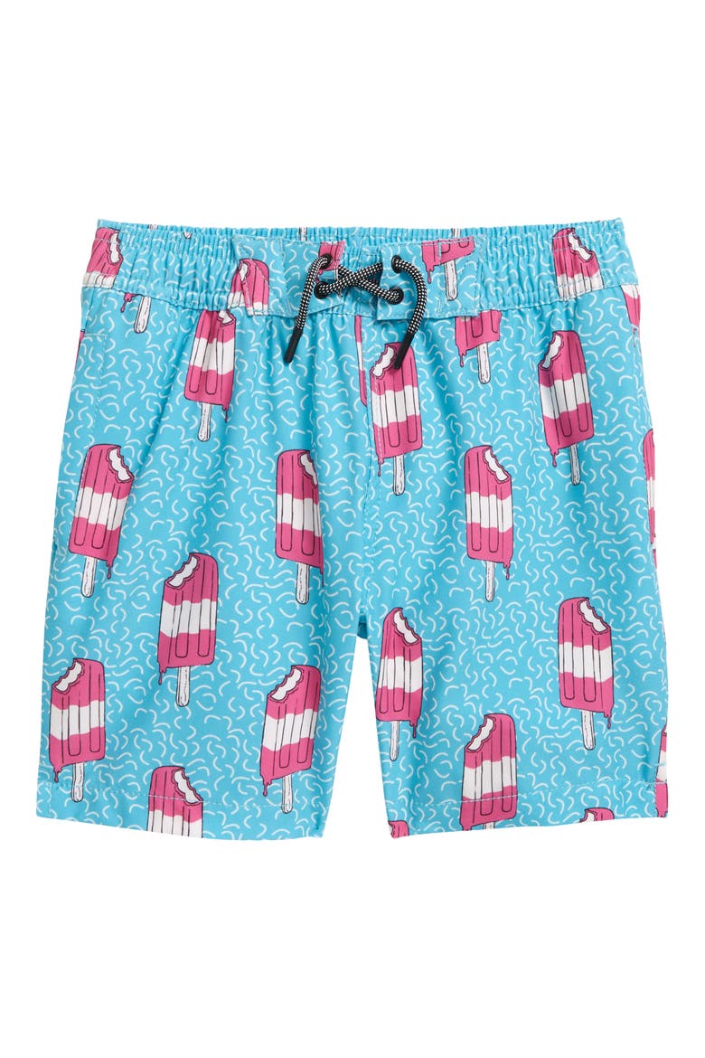 Kids' Disruptor Print Swim Trunks, Main, color, POPSICLE PARTY/ TEAL