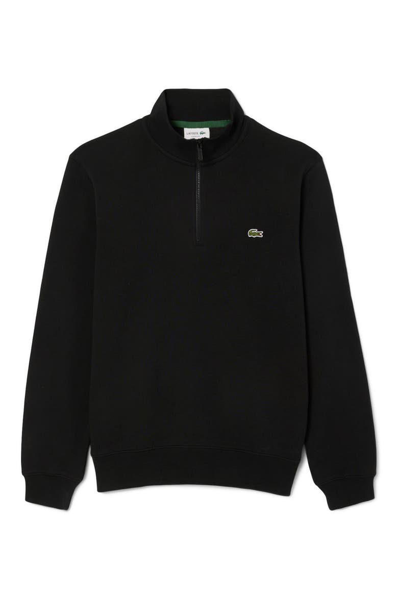 Cotton Fleece Half Zip Pullover, Main, color, BLACK
