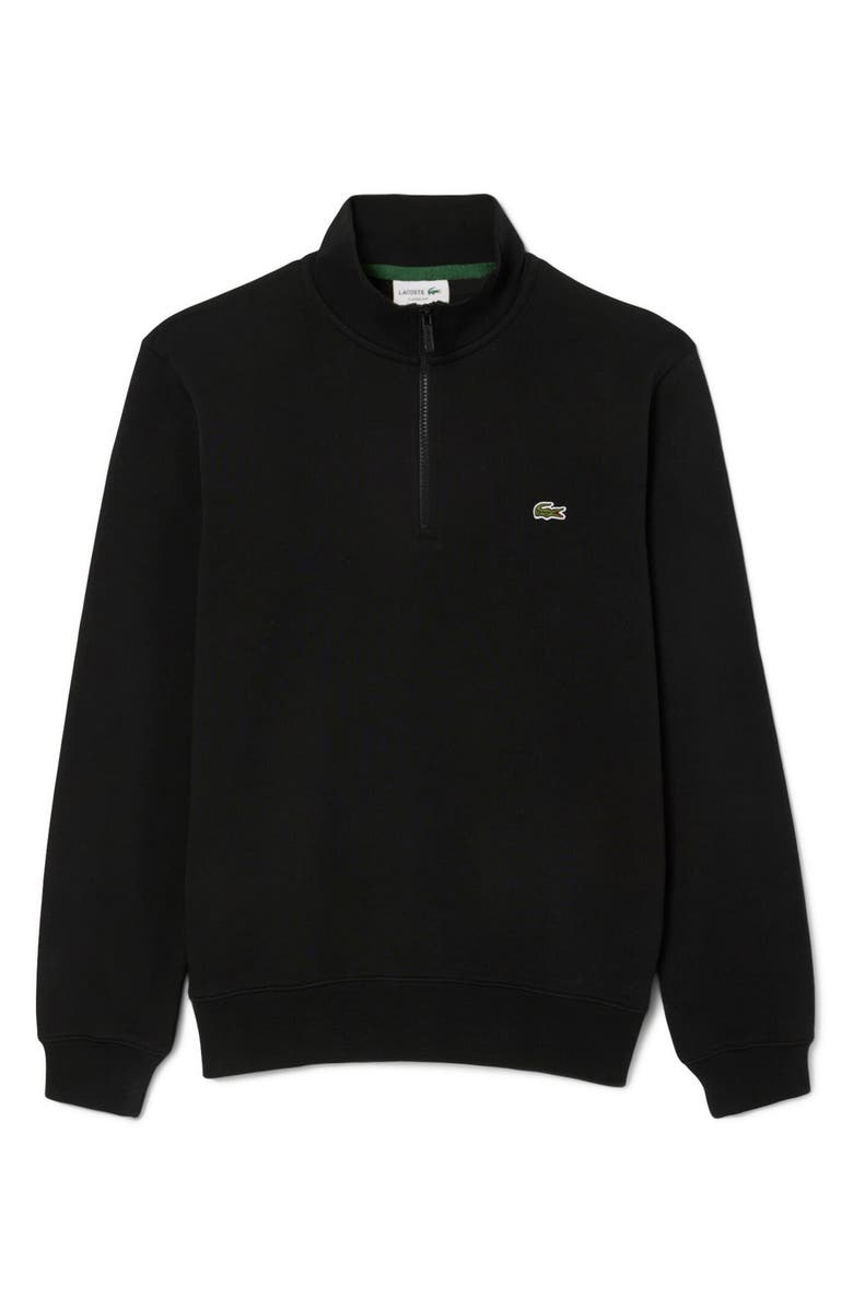 Lacoste Cotton Fleece Half Zip Pullover, Main, color, Black
