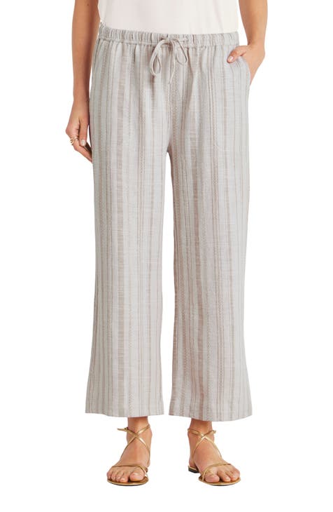 Angie Mixed Stripe Linen Blend Drawstring Pants