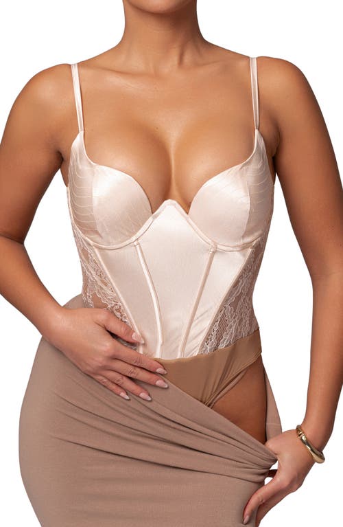 Jluxlabel Incomparable Lace Inset Satin Bodysuit