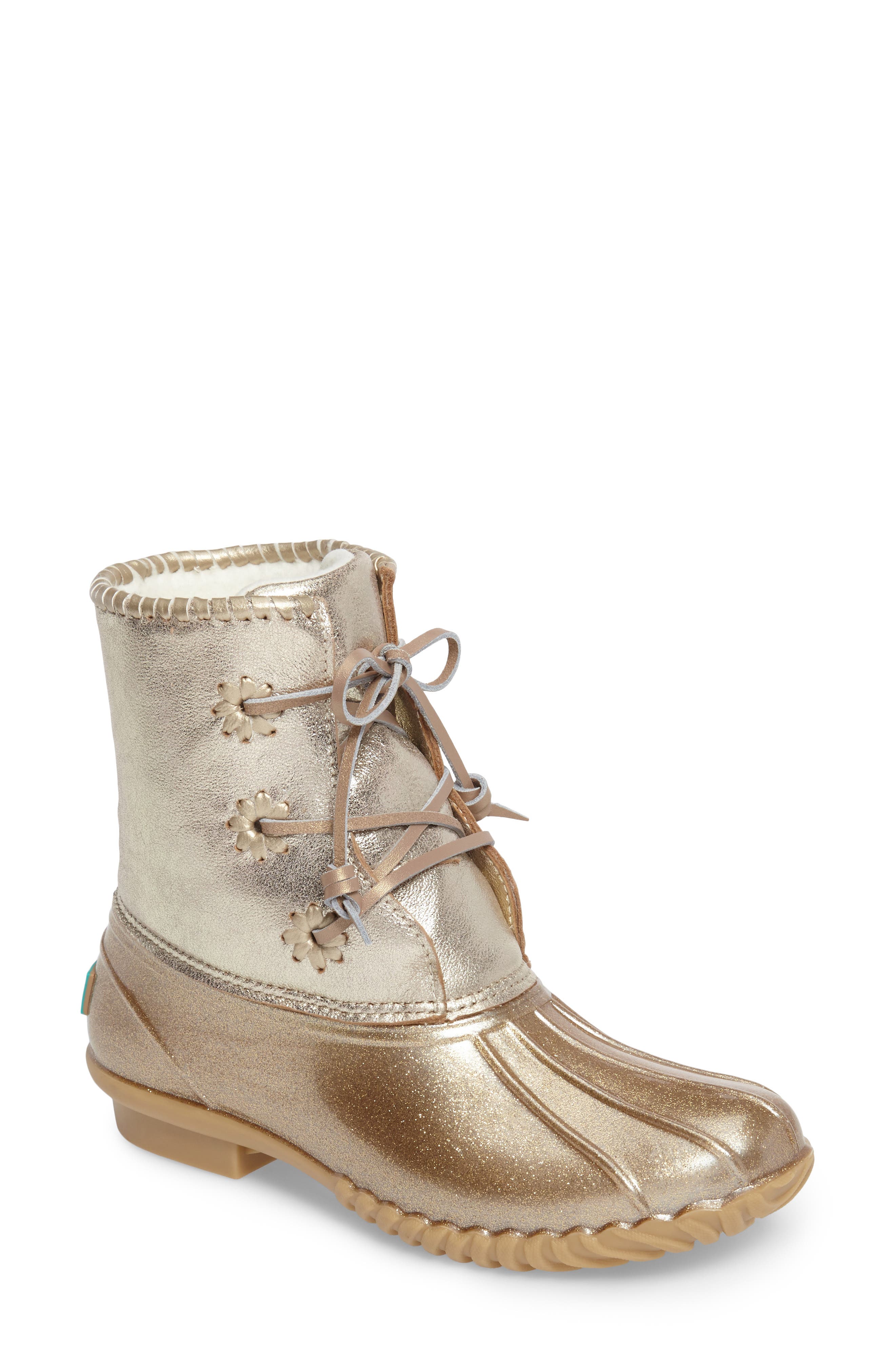 'Chloe' Rain Boot, Main, color, PLATINUM GLITTER LEATHER