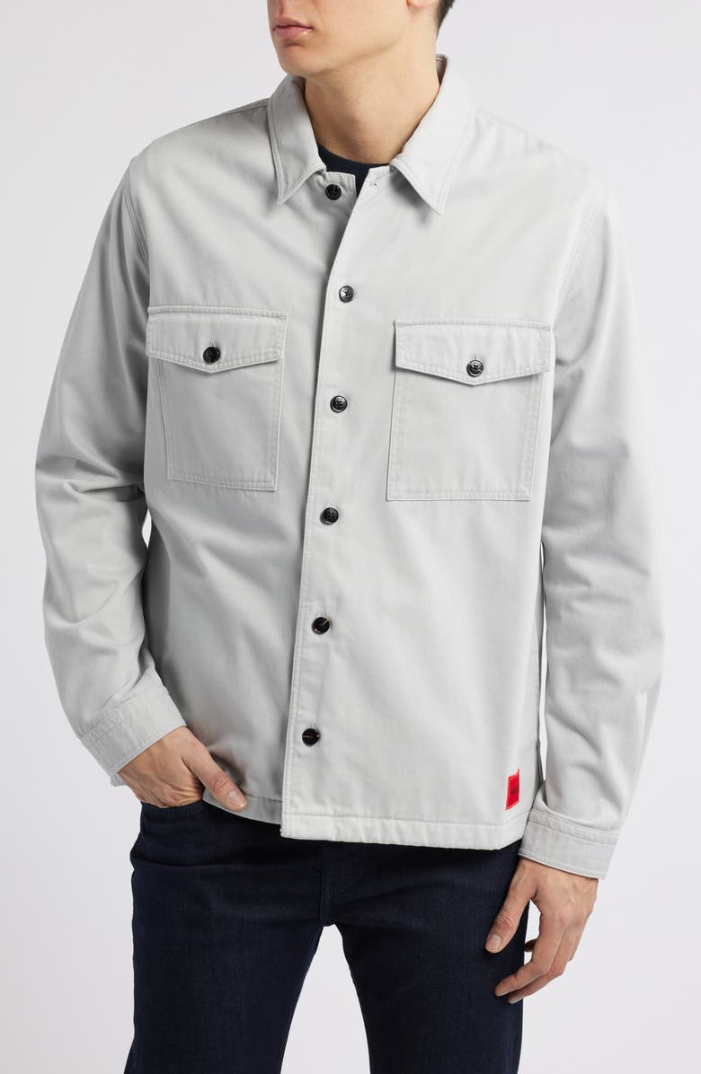 HUGO Enalu Button-Up Overshirt, Alternate, color, Light/ Pastel Grey