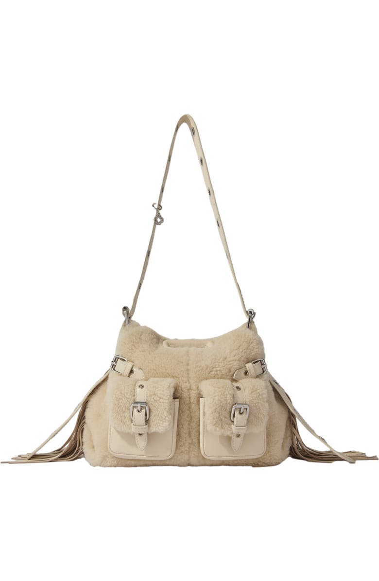 maje Miss M Mini faux fur cargo bag, Main, color,