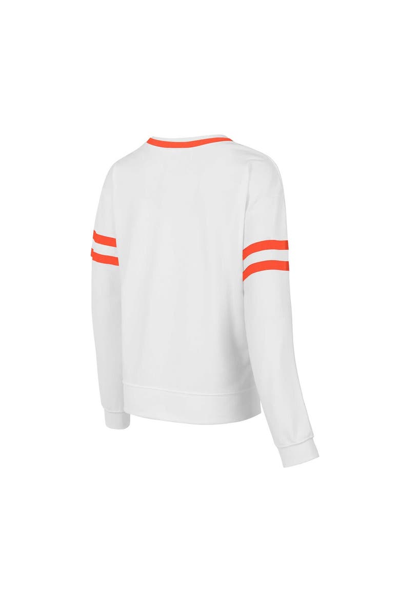 Women's Concepts Sport  White Clemson Tigers Borough French Terry Arch Over Long Sleeve T-Shirt, Alternate, color, White