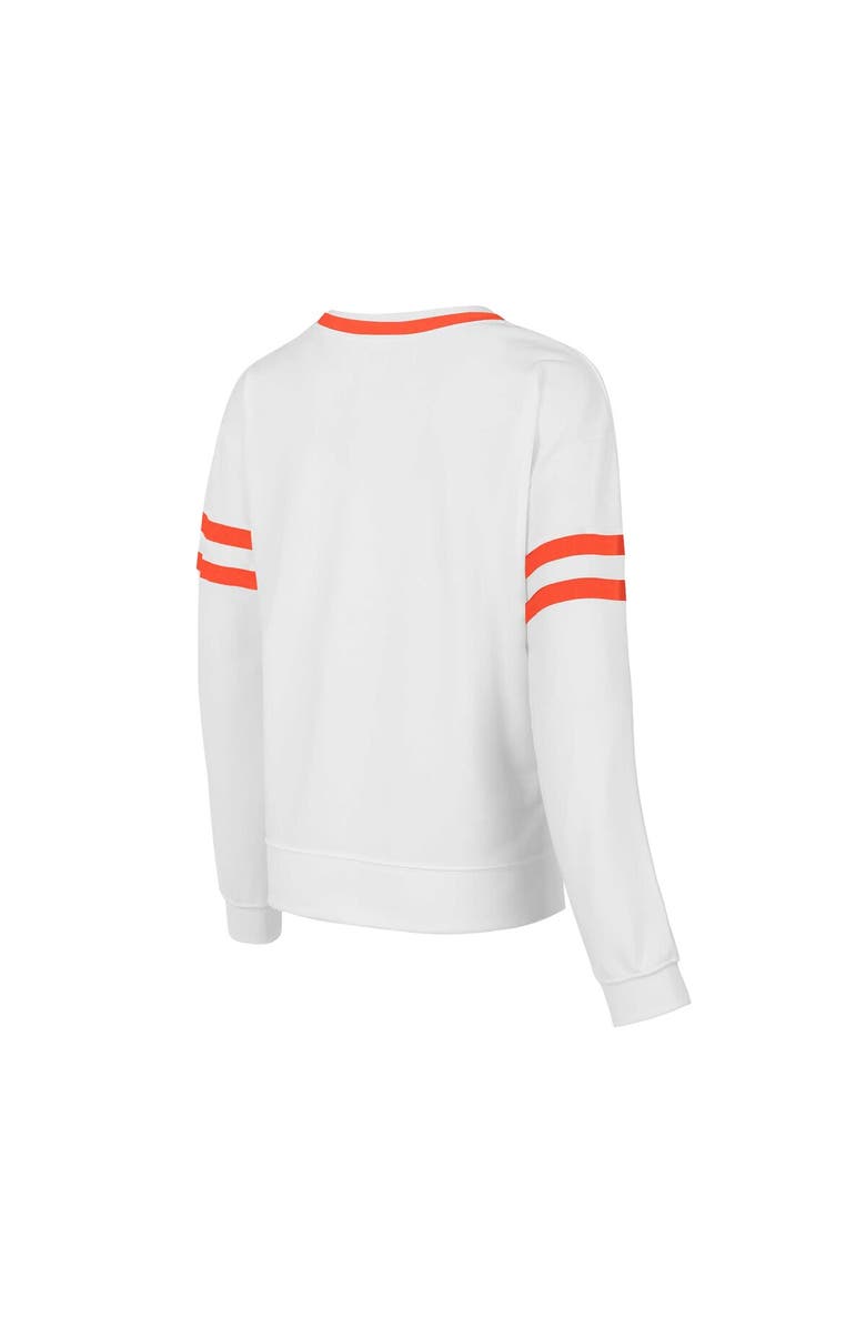 CONCEPTS SPORT Women's Concepts Sport  White Clemson Tigers Borough French Terry Arch Over Long Sleeve T-Shirt, Alternate, color, White
