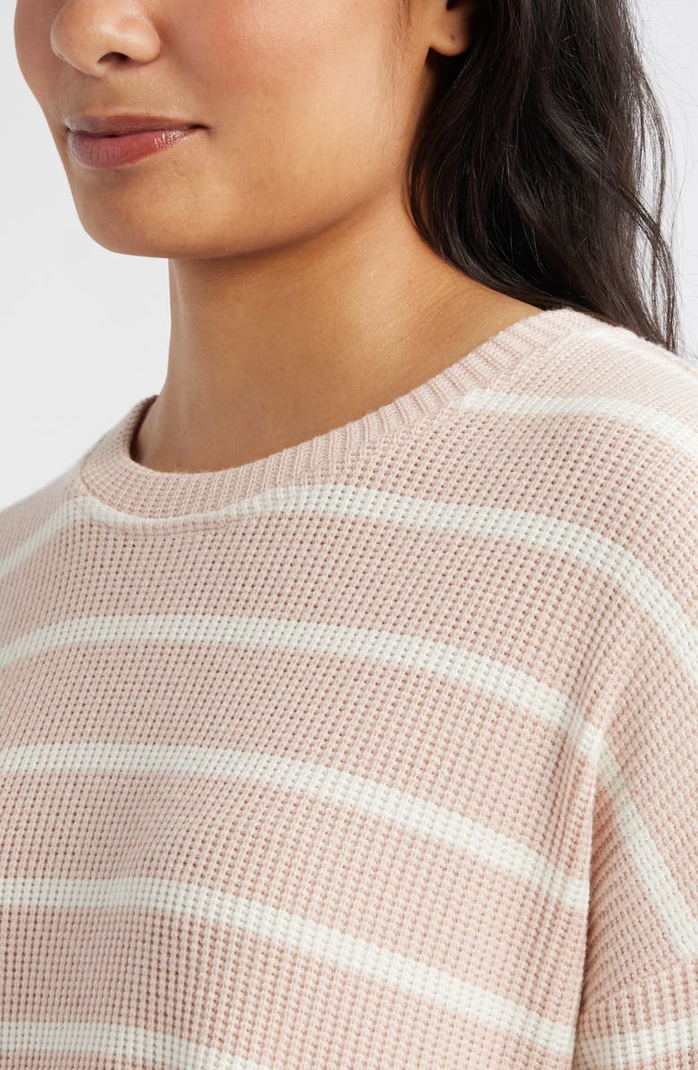 Caslon<sup>®</sup> Long Sleeve Waffle Knit T-Shirt, Alternate, color, Pink Smoke- Ivory Stacy Stripe