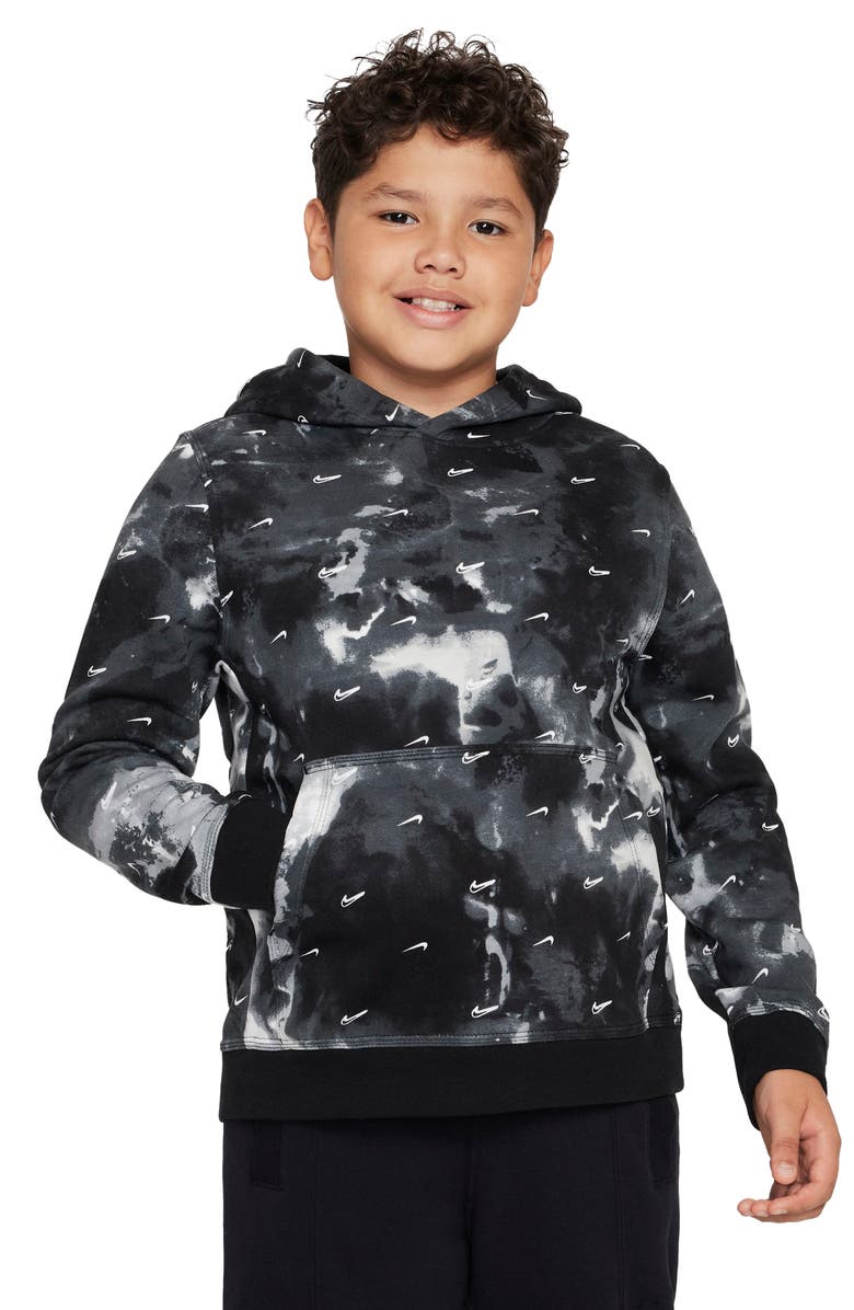 Nike Kids' Splash Dye Swoosh Graphic Hoodie, Main, color, 