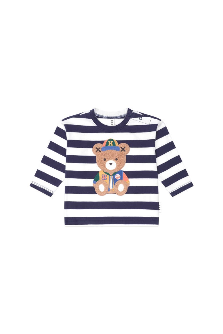 Varsity Hux Stripe Top, Main, color, Navy/Almond Milk