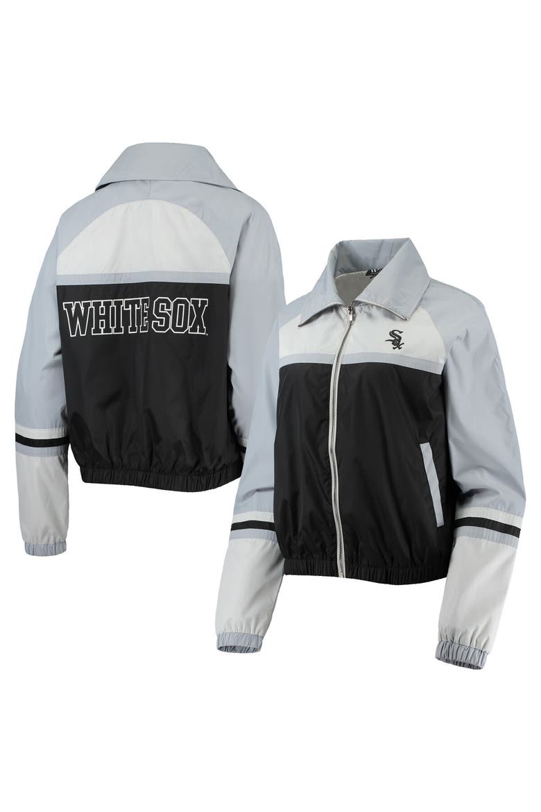 Women's The Wild Collective Black Chicago White Sox Colorblock Track Raglan Full-Zip Jacket, Main, color, Black