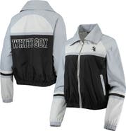 THE WILD COLLECTIVE Women's The Wild Collective Black Chicago White Sox Colorblock Track Raglan Full-Zip Jacket