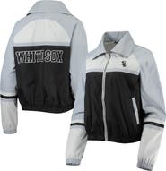 THE WILD COLLECTIVE Women's The Wild Collective Black Chicago White Sox Colorblock Track Raglan Full-Zip Jacket