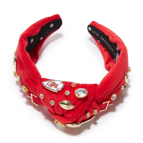 Lele Sadoughi Kansas City Chiefs Embellished Knotted Headband In Red