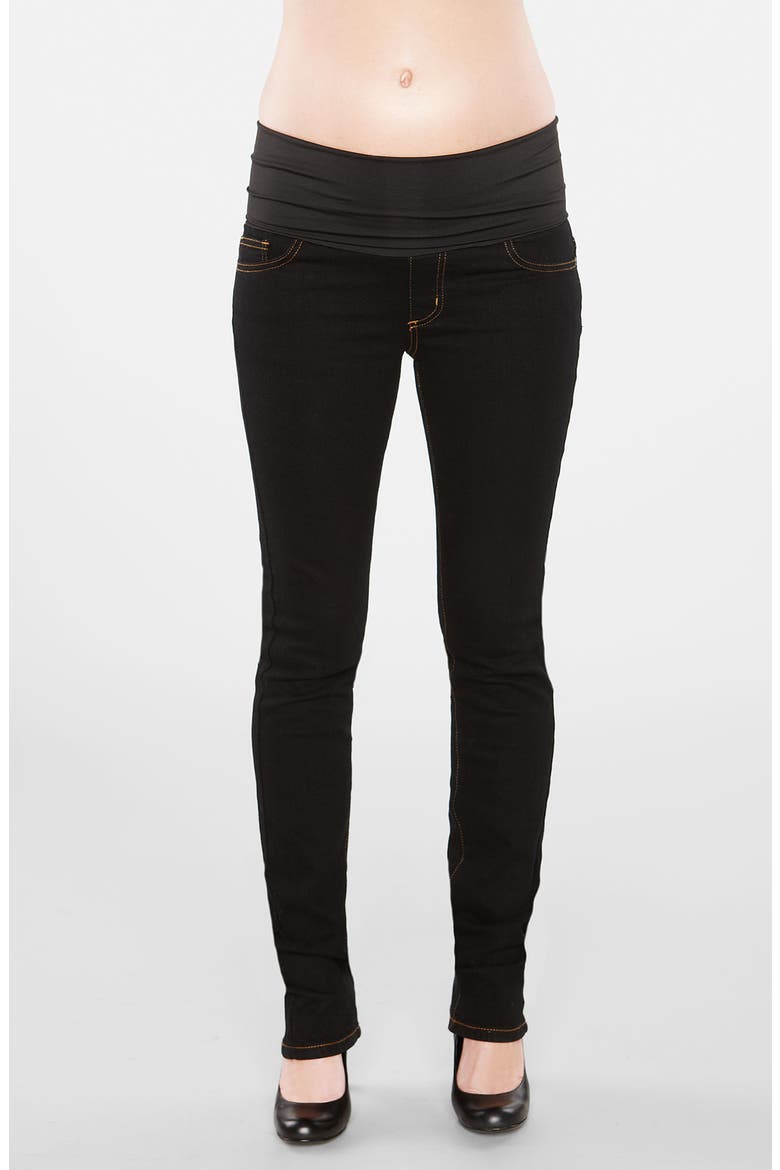 Straight Leg Stretch Maternity Jeans, Main, color, BLACK