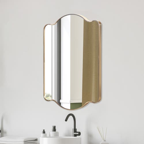 Jonathan Y Louisa Medium Scalloped Rectangular Metal Framed Wall Mirror In Gold