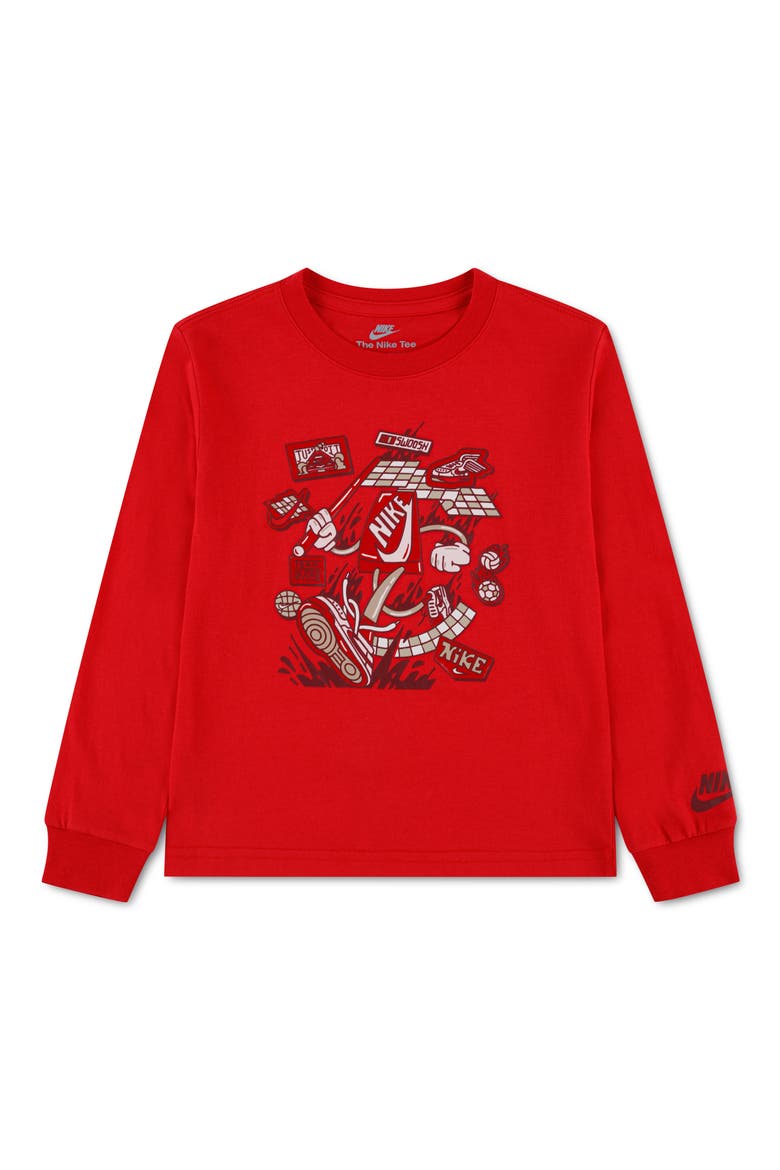 Kids' Boxy Long Sleeve T-Shirt, Main, color, UNIVERSITY RED