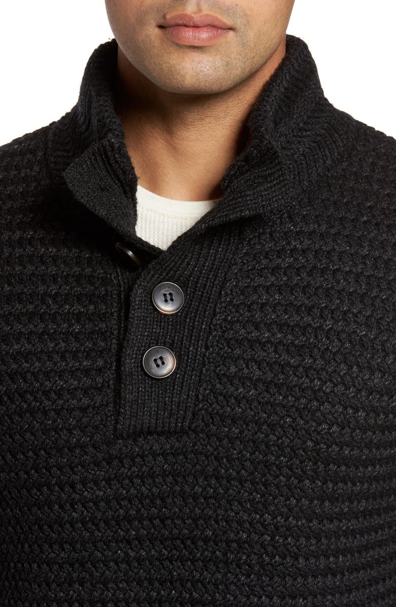 Schott NYC Military Henley Sweater, Alternate, color, Black