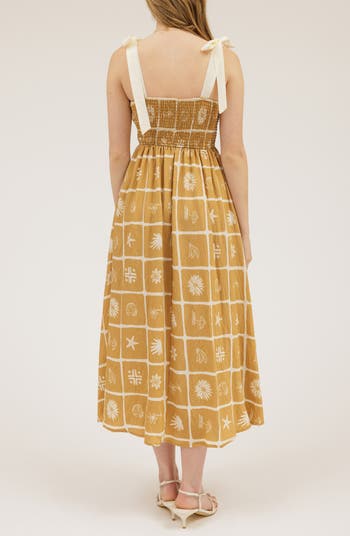 Shoulder Tie Midi Dress