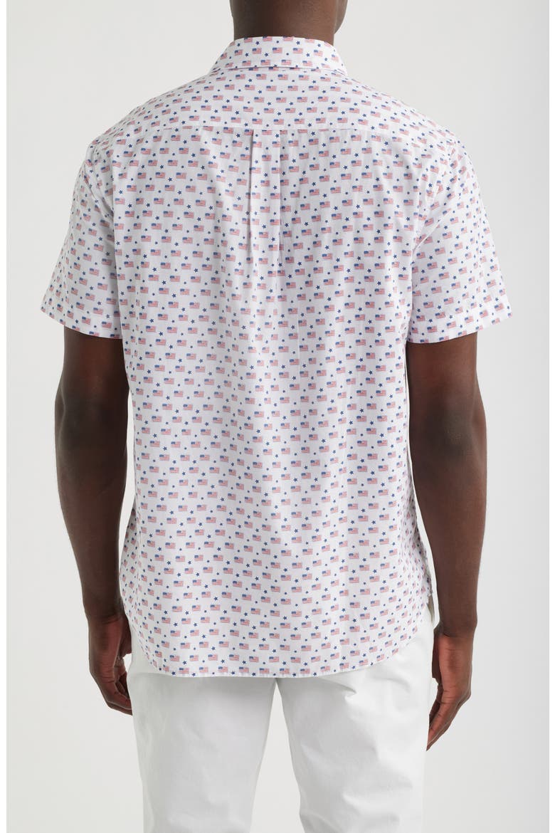 Flags & Stars Cotton Button-Up Shirt, Alternate, color, WHITE CAP