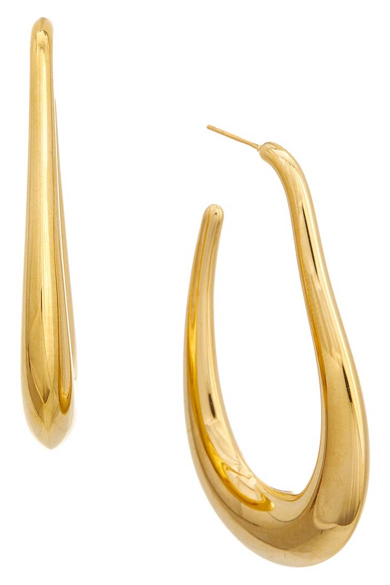 Curved Hoop Earrings, Main, color, YELLOW