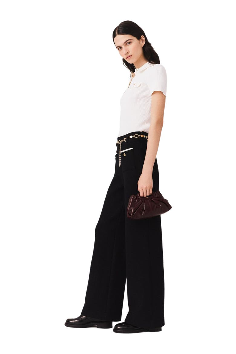 Lurex tweed trousers, Alternate, color, Black