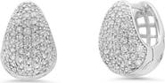 HMY JEWELRY 18K White Gold Plated Pavé Cubic Zirconia Huggie Hoop Earrings