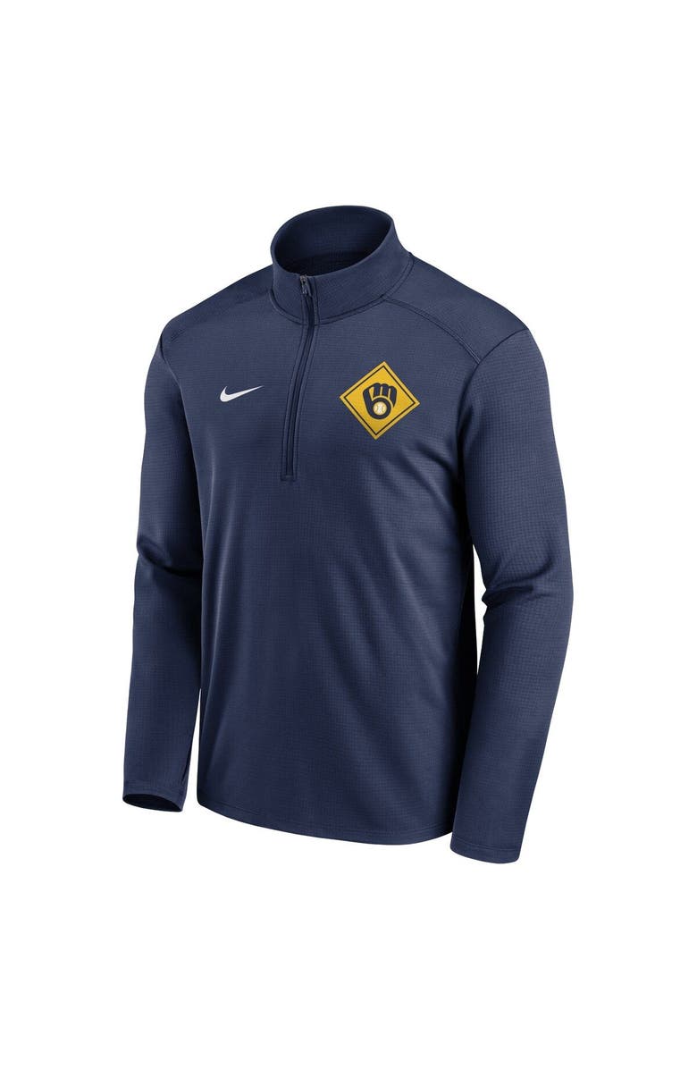 Nike Men's Nike Navy Milwaukee Brewers Diamond Icon Pacer Performance Quarter-Zip Top, Alternate, color,