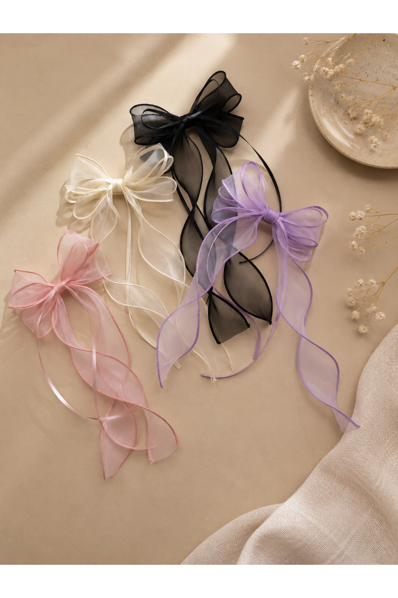 Organza Double Ribbon Clip Gift Set with Tin Case, Alternate, color, Lavender