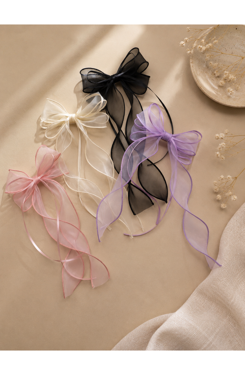 Puttisu Organza Double Ribbon Clip Gift Set with Tin Case, Alternate, color, Black