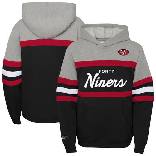 Mitchell & Ness Kids' Youth   Black San Francisco 49ers Throwback Head Coach Pullover Hoodie In Gray
