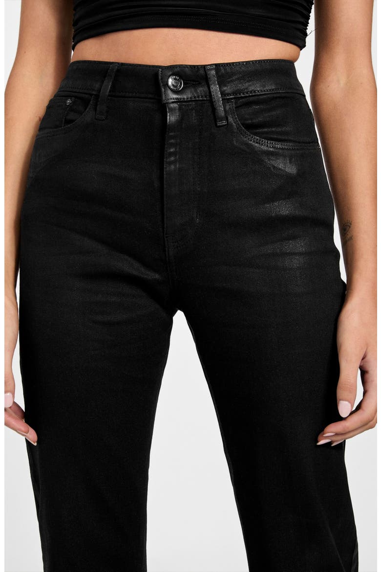 Sexy High Waist Coated Flare Jeans, Alternate, color, JBLACK-BLACK