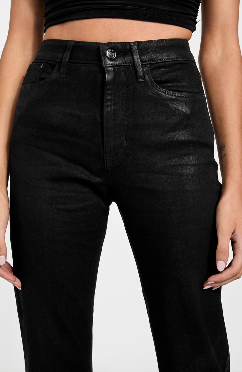 GUESS Sexy High Waist Coated Flare Jeans, Alternate, color, Jblack-Black