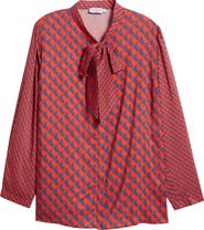 HARSHMAN Aveline Tie Neck Button-Up Shirt