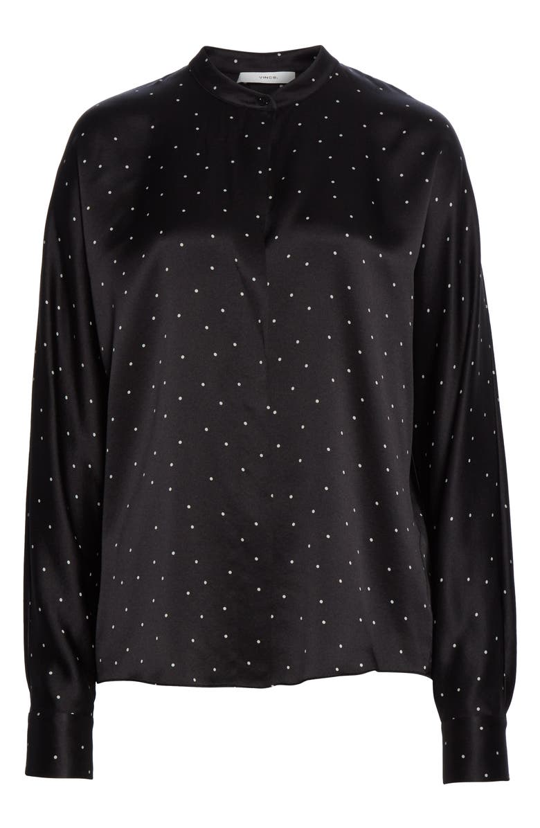 Vince Dot Print Popover Silk Blouse, Alternate, color, 
