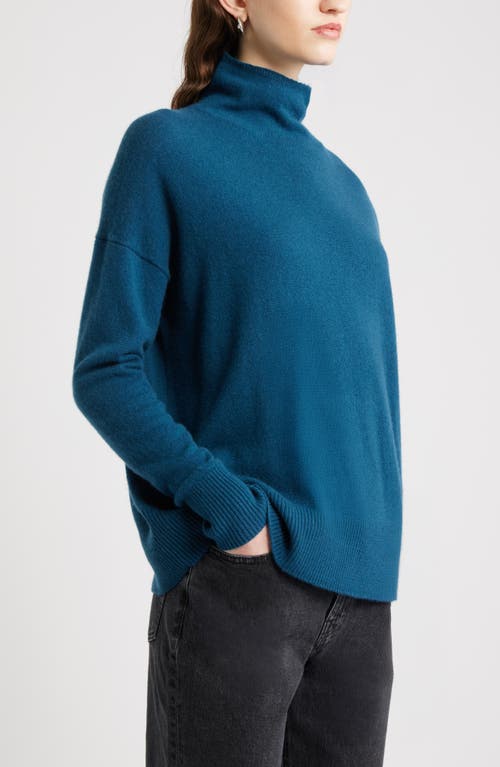 Nordstrom Oversize Cashmere Turtleneck Sweater In Blue