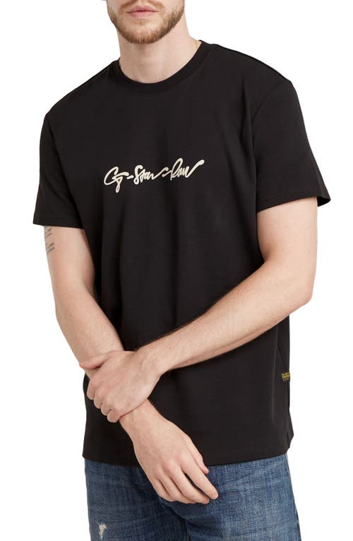 G-star G-script Graphic T-shirt In Dark Black