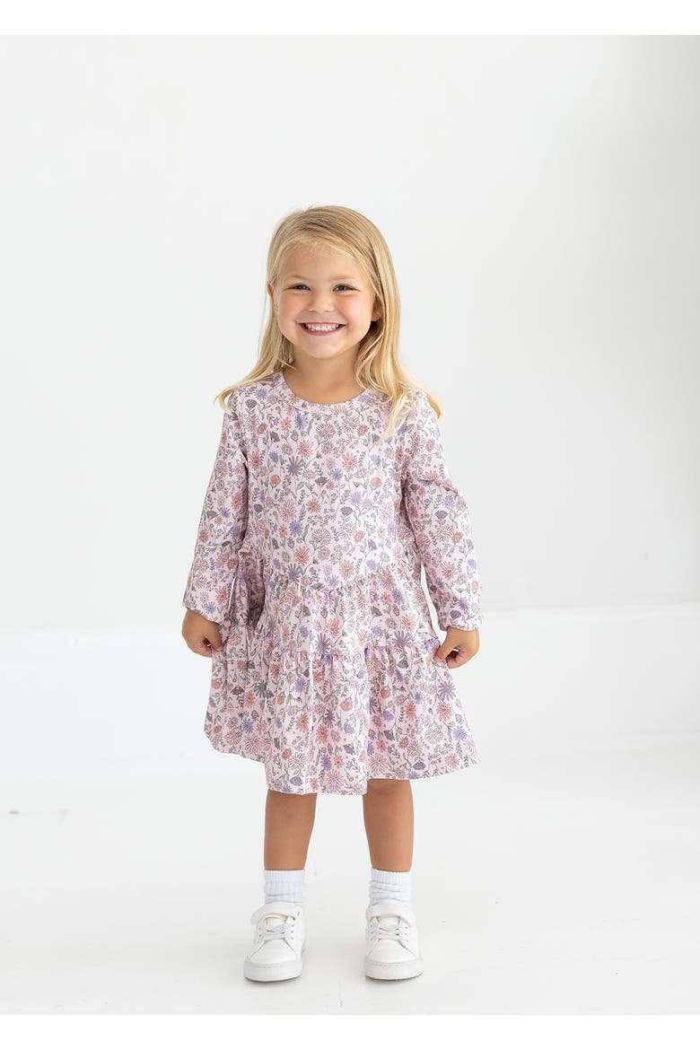 Whimsical Wildflower Long Sleeve Floral Tiered Dress, Main, color, Pink