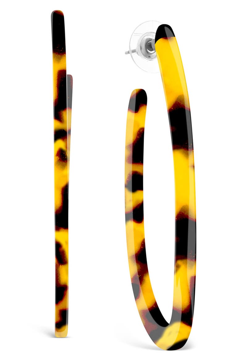 57mm Open Oval Resin Hoop Earrings, Main, color, TORTOISE