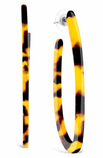 STERLING FOREVER 57mm Open Oval Resin Hoop Earrings