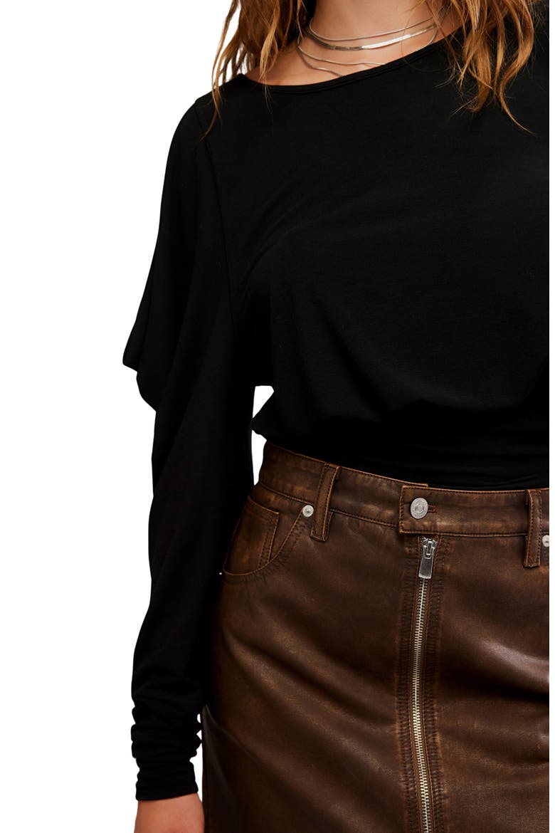 Moxie Draped Jersey Top, Alternate, color, BLACK