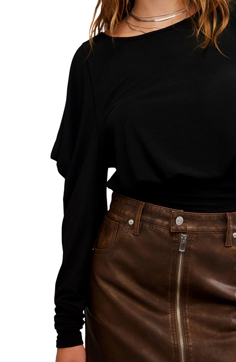 Free People Moxie Draped Jersey Top, Alternate, color, Black