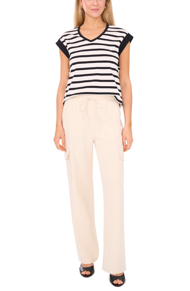 Halogen<sup>®</sup> V-Neck Extended Sleeve Stretch Cotton Top, Alternate, color, 