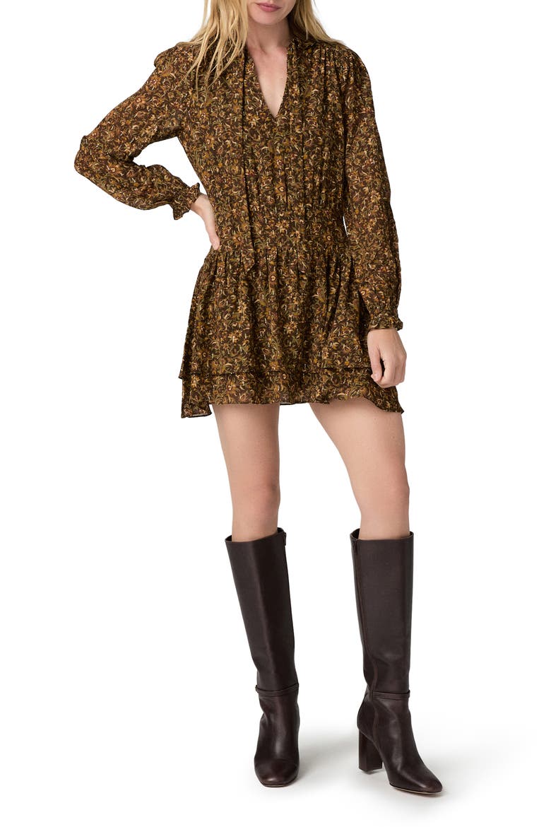 Nantes Metallic Silk Chiffon Minidress, Main, color, HICKORY MULTI