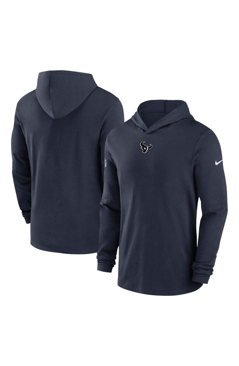 Nike Men's Nike Navy Houston Texans Sideline Performance Long Sleeve Hoodie T-Shirt, Alternate, color, 