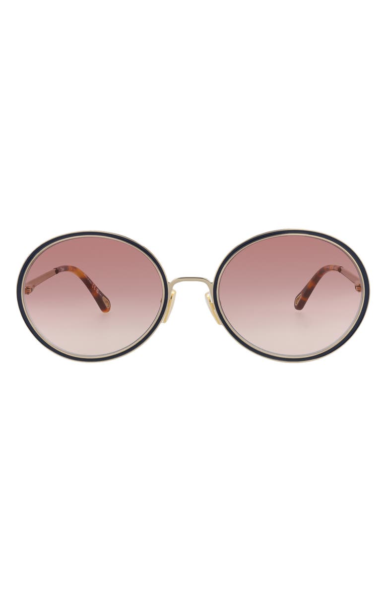 Chloé 60mm Round Sunglasses, Main, color, Gold Gold Black