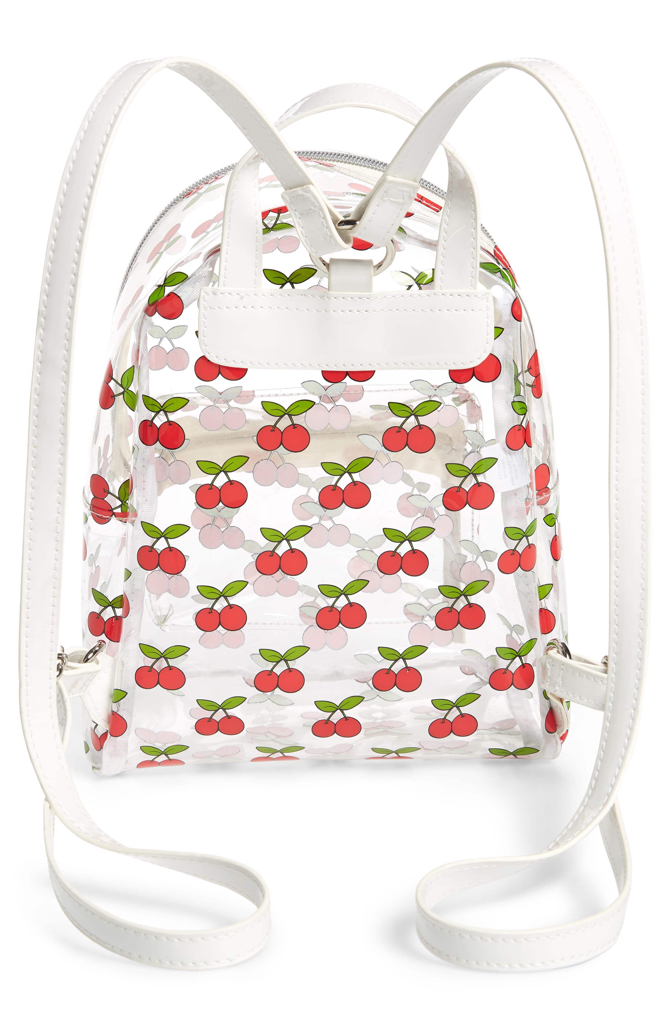BP. Transparent Cherry Print Mini Convertible Backpack, Alternate, color, 