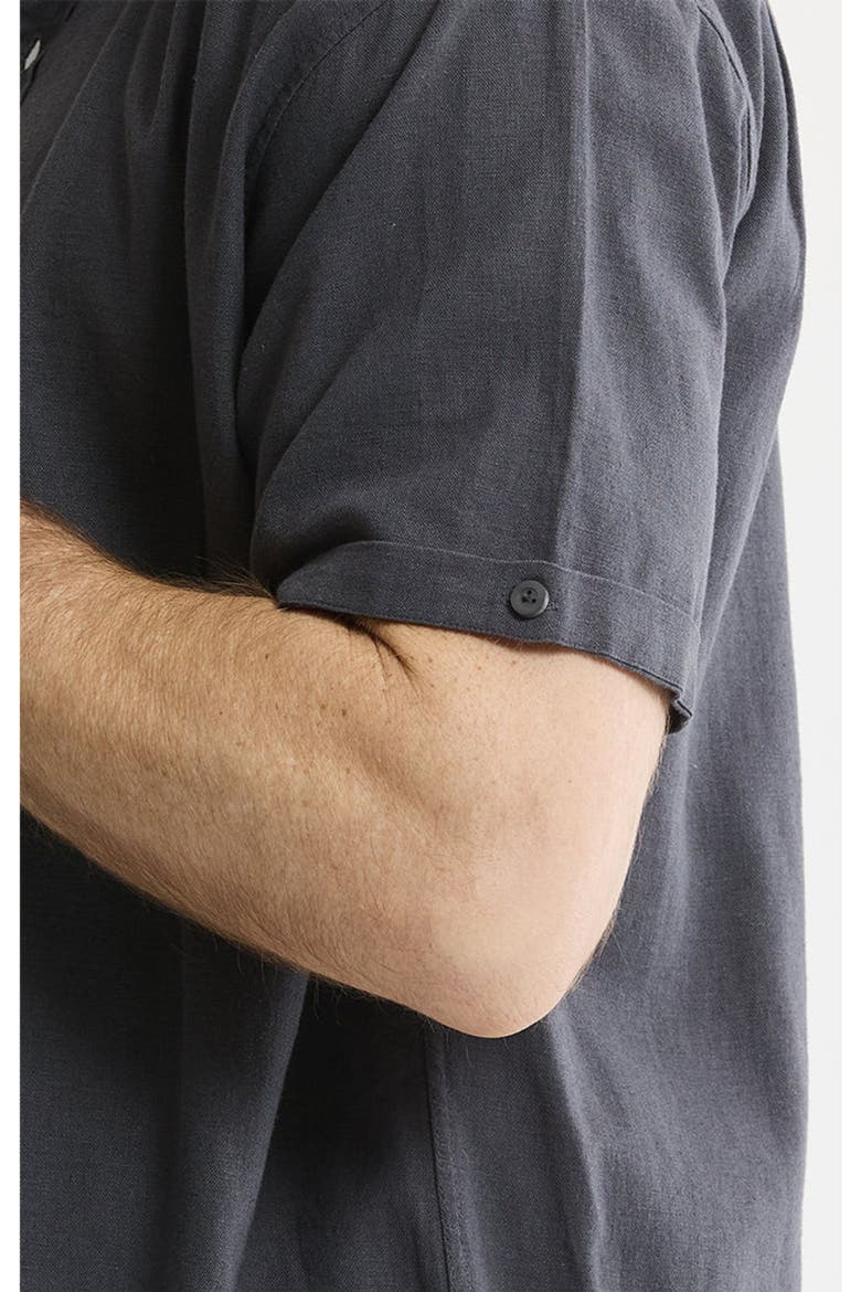 Linen Blend Short Sleeve Shirt, Alternate, color, Asphalt